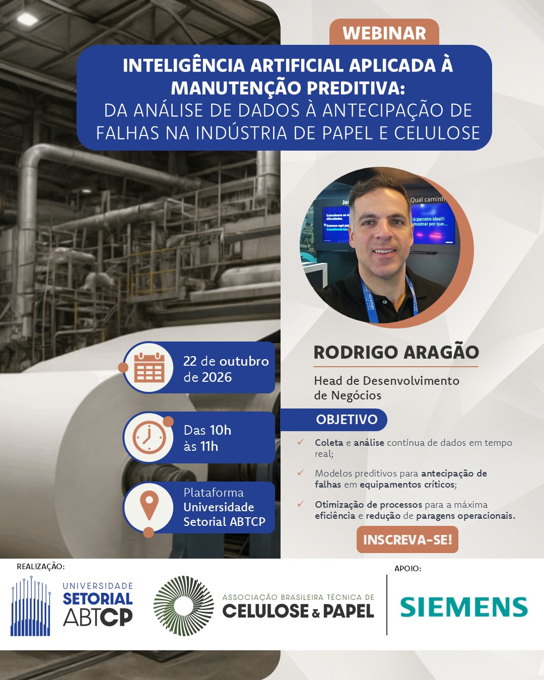 Webinar: Inteligência Artificial Aplicada à Manutenção Preditiva: Da Análise de Dados à Antecipação de Falhas na Indústria de Papel e Celulose